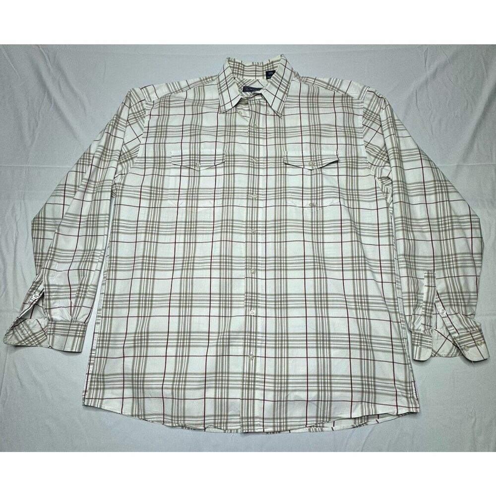ROPER Men's Long Sleeve Tan Plaid Button Up Western Shirt -‎ Size XL